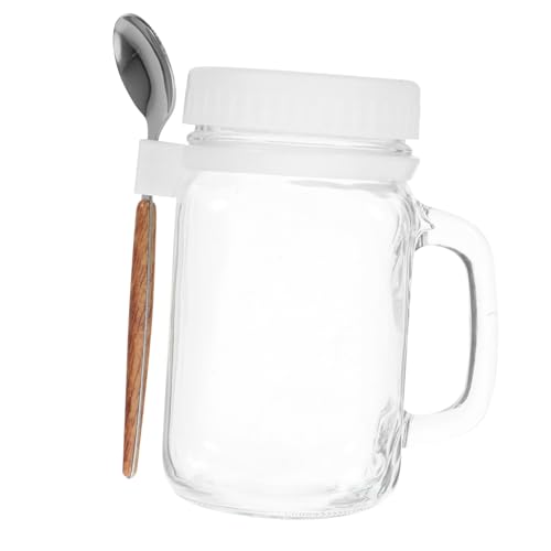 HEALEEP 1 Satz Overnight Oats Behälter mit Löffel Praktischer Frühstücksbecher für und Snacks Transparente Aufbewahrung mit Deckel für Unterwegs von HEALEEP