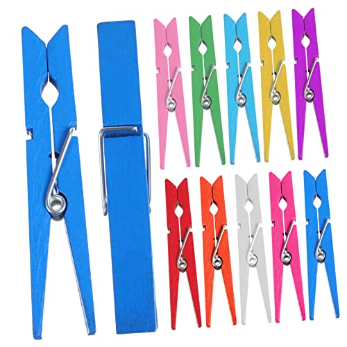 HEALEEP 100 Stück Bunte Wäscheklammern aus Holz Dekorative Holzklammern zum Aufhängen von Kleidung Fotos Basteln Vielfältig Einsetzbar und Langlebig von HEALEEP