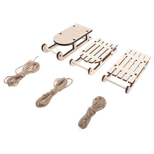 HEALEEP 12 Stück Teiliges Holzschlitten Deko für Weihnachten Unfertige Mini Sleds als Tischdeko für Wohn und Arbeitsräume Hochwertige Verarbeitung Dickem Holz für Bastelprojekte und von HEALEEP