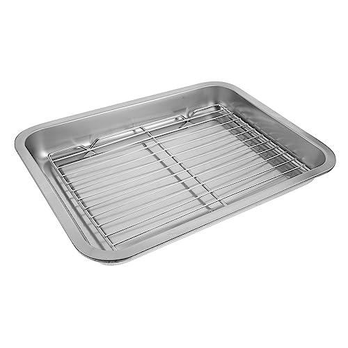HEALEEP 1Satz Backblech mit Abflussregal Blech zum Abtropfen von Öl und Wasser Leicht zu Reinigen Back und Frittierliebhaber von HEALEEP