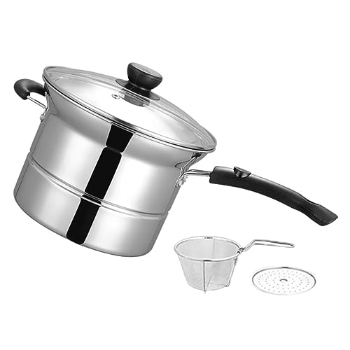 HEALEEP 1Satz Frittiertopf mit Siebeinsatz Kochtopf für Induktionsherde Multifunktional Dämpfen Robustes und Leichtes Design von HEALEEP