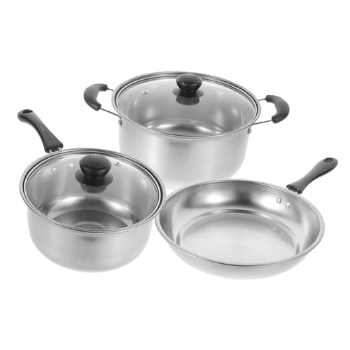 HEALEEP 1satz Edelstahl Kochtopfset Teilig Multifunktionale Töpfe Für Suppen Milch Braten Ergonomischer Bakelitgriff Kompatibel Mit Induktionsherden Gasherden Hochwertige Langlebige von HEALEEP