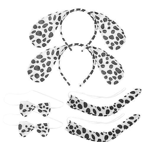 HEALEEP 2 Sets Spot Dog Dressup Set Dalmatiner Hunde Stirnbänder Tier Stirnbänder Dalmatiner Kostüm Hundeohren Dalmatiner Ohren Hundemädchen Dalmatiner Hundeschwanz Geschichten von HEALEEP