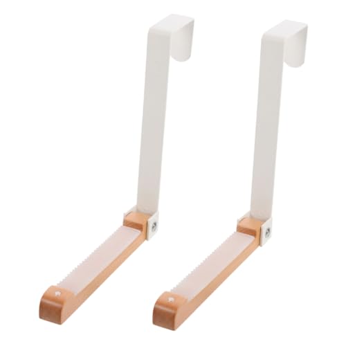 HEALEEP 2 Stück Faltbare Türhaken aus Robustem Metall und Holz Platzsparender Organizer für Kleidung und Handtücher Stabiler Benutzerfreundlicher Türgarderoben Halter für Bad Dusche von HEALEEP