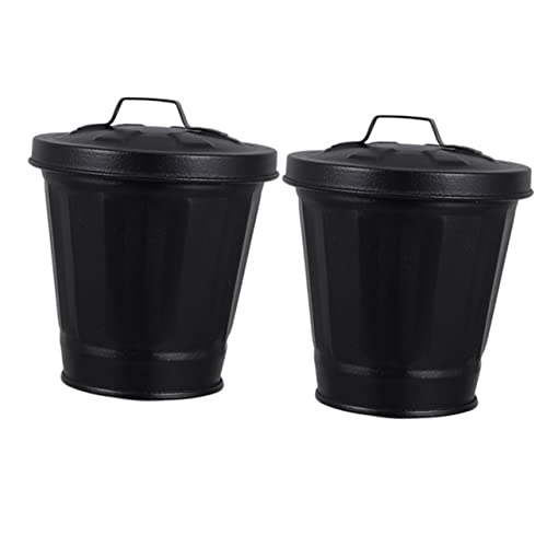 HEALEEP 2 Stück Galvanisierte Tischabfallbehälter mit Deckel Multifunktionale Blumenpot Container für Büro und Zuhause für Dekoration und Aufbewahrung von HEALEEP