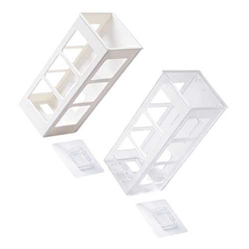 HEALEEP 2 Stück Haartrockner Halter Wandmontage ohne Bohren Organizer für Haartools Glätteisen und Lockenstäbe Praktischer Fönhalter für Bad und Frisierbereich Weiß und Transparent von HEALEEP