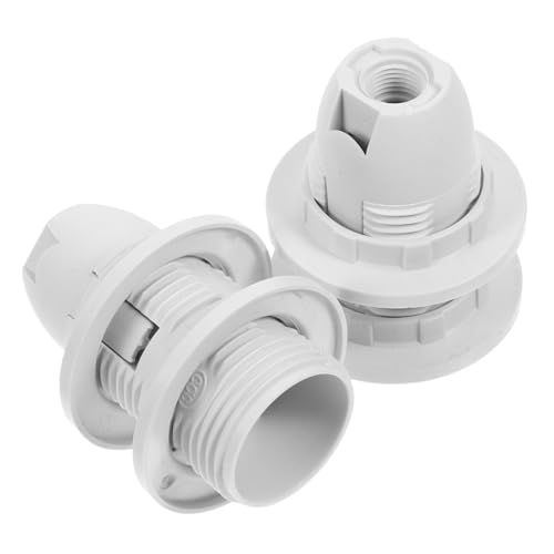 HEALEEP 2 Stück Lampenfassung Weiß Vollgewinde Kunststoff Lampensockel für Tischlampen Kronleuchter und Stehlampen Installieren Robust und Vielseitig Einsetzbar von HEALEEP