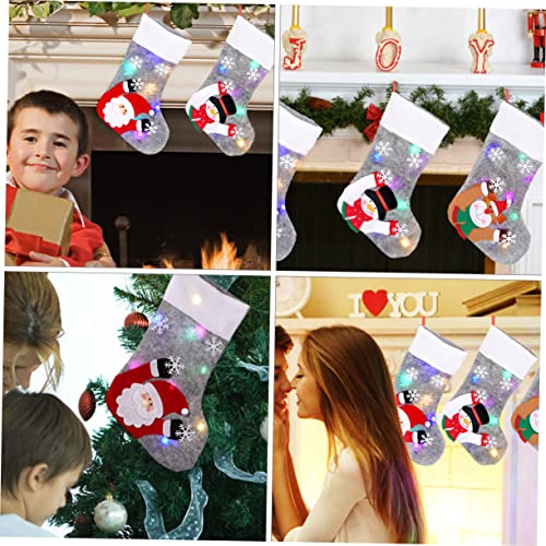 HEALEEP 2 Stück Leuchtende Weihnachtsstrumpf Socken Dekoration Weihnachtsstrumpf Aus Polyester Süßigkeiten Weihnachtsstrümpfe Mit Füßen Weihnachtsstrümpfe Zum Aufhängen von HEALEEP