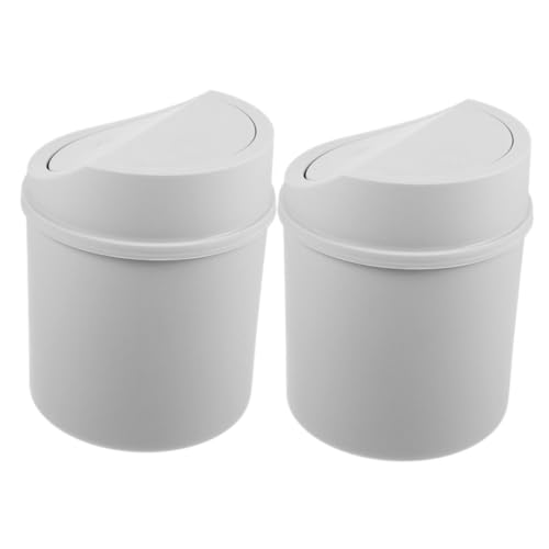 HEALEEP 2 Stück Mini Mülleimer mit Swing Deckel für Schreibtisch Büro und Zuhause Kompakter Abfalleimer Geruchsneutralisierend für Kleine Abfälle von HEALEEP