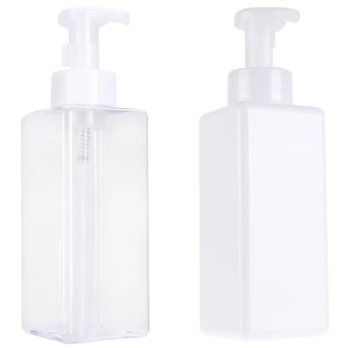 HEALEEP 2 Stück Pumpspender Flaschen aus Kunststoff Wiederverwendbare Schaumspender für Gesichtsreinigung Lotion Shampoo Transparent und Weiß für Reise und Badezimmer von HEALEEP