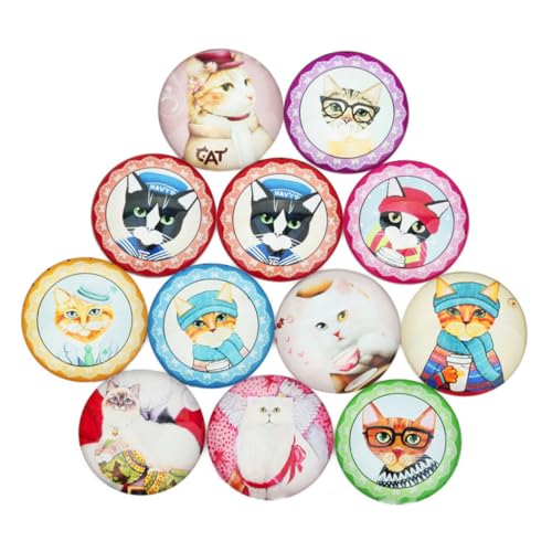 HEALEEP 20 Stück Teiliges Glas Aufkleber mit Katzenmotiv Bunte DIY Kühlschrank Patches Magnetisch Geeignet für Kühlschrank Whiteboard Büro und Handyhülle Kratzfrei und Langlebig von HEALEEP