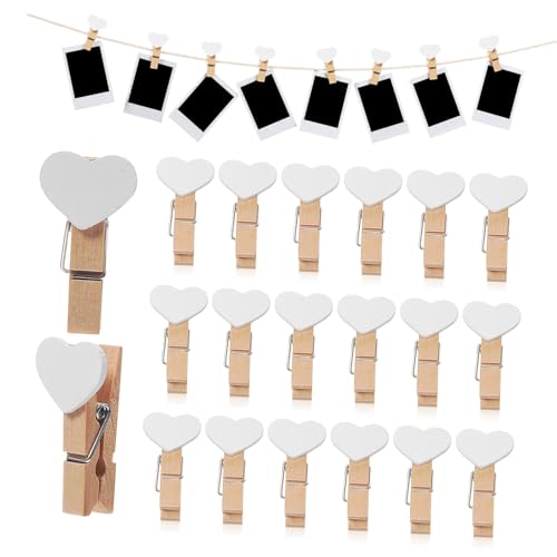 HEALEEP 20stücke Mini-wäscheklammern Aus Holz Foto-klammern Für Memos Hinweise Party-Dekorationen Und Handwerk Herzförmig Verziert Robust Und Vielseitig Einsetzbar von HEALEEP