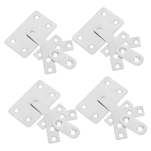 HEALEEP 22 Stück Teiliges Edelstahl Flachverbinder mit Geraden Verbindungselementen für Möbelreparatur Robuste Montageplatten zur Verstärkung von Holzregalen und Schränken von HEALEEP