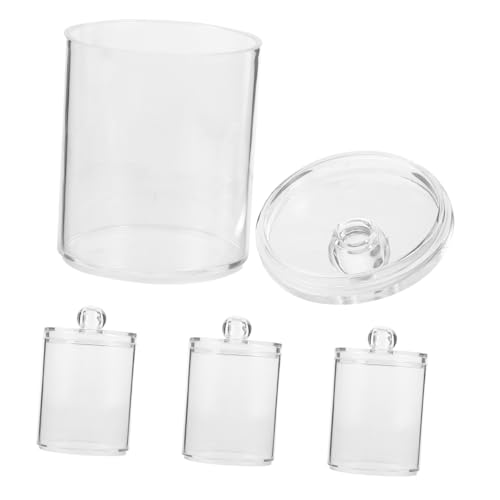 HEALEEP 4 Stück Teiliges Transparenter Wattebauschspender mit Deckel Organizer für Badezimmer Staubdichte Aufbewahrung von Wattepads und Wattestäbchen Platzsparend und Langlebig von HEALEEP
