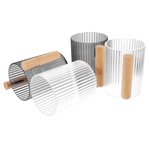 HEALEEP 4 Stück Toilettenbecher Wiederverwendbare Zahnbürstenbecher für Badezimmer Unzerbrechlich Transparent für Mundspülung und Trinken und Weiß von HEALEEP