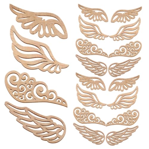 HEALEEP 40 Stück Unbehandelte Holzflügel zum Bemalen Glatte DIY Holzausschnitte für Basteln Geburtstags Hochzeitsdeko Kreative Handwerksprojekte Natürliche Holzscheiben für Flügelformen von HEALEEP