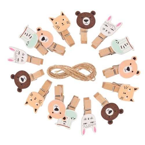 HEALEEP 40stücke Fotoclips Cartoon-Clips Heimhandwerk Bilderhalter Aus Holz Verschlussclip Wanddekoration Für Memo Foto Notiz Papier Visitenkarte von HEALEEP