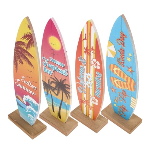 HEALEEP 4stücke Miniatur Holz Surfbrett Dekoration Schreibtisch Ornament Strand Stil Innendekoration Geschenkidee Surfbrett Handwerk von HEALEEP