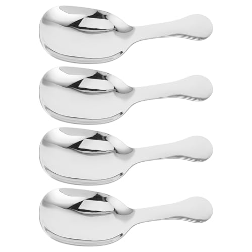 HEALEEP 4Stücke Teiliges Kaffeelöffel Set mit Kurzem Griff zum Schöpfen von Teeblättern Kaffeebohnen Eiscreme und Hygienisches und Ergonomisches Design Silber von HEALEEP
