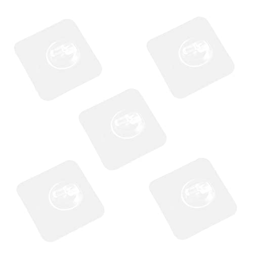 HEALEEP 5 Stück Selbstklebende Wandhaken Transparente Heavy Duty Saugnäpfe für Wohnzimmer Küche und Badezimmer Rückstandslos Entfernbar Stark Haftend von HEALEEP
