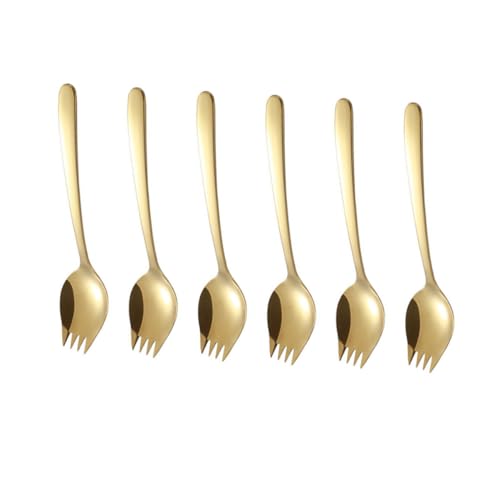 HEALEEP 6 Stück Teiliges Besteckset aus Edelstahl Doppelseitige Nudel Salatgabel mit Löffelfunktion Spülmaschinenfest Goldfarben Multifunktional für Party Hochzeit und Alltag HEALEEP 6 Stück Teiliges Besteckset aus Edelstahl Doppelseitige Nudel Salatgabel mit Löffelfunktion Spülmaschinenfest Goldfarben Multifunktional für Party Hochzeit und Alltag von HEALEEP