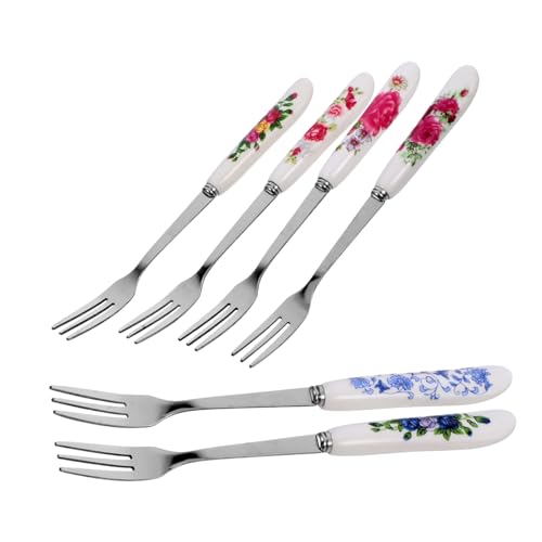 HEALEEP 6 Stück Teiliges Dessertgabeln aus mit Keramikgriff Kleine Kuchengabeln für Obst Snacks und Desserts für Zuhause Restaurant und Partys HEALEEP 6 Stück Teiliges Dessertgabeln aus mit Keramikgriff Kleine Kuchengabeln für Obst Snacks und Desserts für Zuhause Restaurant und Partys von HEALEEP
