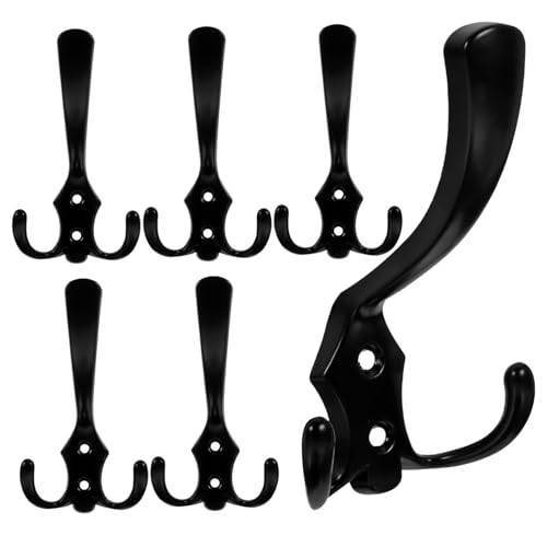 HEALEEP 6 Stück Wandhaken aus Zinklegierung Robuste Vintage Garderobenhaken für Badezimmer Schlafzimmer und für Jacken Hüte und Handtücher Platzsparend und von HEALEEP