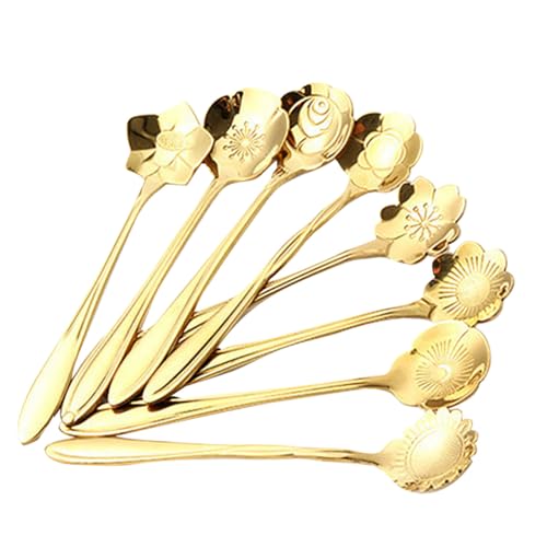 HEALEEP 8 Stück Teiliges Edelstahl Dessertlöffel Blumenform Goldener Rührlöffel für Kaffee Tee Eiscreme Kreatives Küchenbesteck für Restaurant für Familie und Freunde HEALEEP 8 Stück Teiliges Edelstahl Dessertlöffel Blumenform Goldener Rührlöffel für Kaffee Tee Eiscreme Kreatives Küchenbesteck für Restaurant für Familie und Freunde von HEALEEP