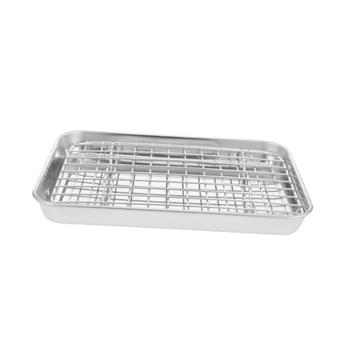 HEALEEP Backgeschirr-set Backen Gestell Backpfanne Aus Edelstahl Backform Für Den Ofen Kleiner Bräter Grillplatte Ofenform Mit Rost Backform Mit Rost Backzubehör Silber Rostfreier Stahl von HEALEEP
