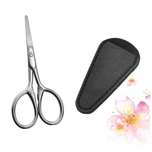 HEALEEP Beard Scissors Edelstahl Präzise Rundkopf Bartschere mit Pu schutz für Herren Bartpflege DIY Zuhause Salon Gebrauch von HEALEEP