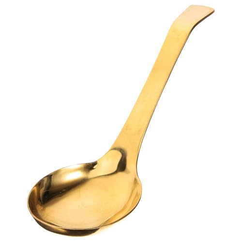 HEALEEP Dickwandiger Messing Suppenlöffel Großes Fassungsvermögen Hitzebeständig Küchenlöffel mit Langem Griff Für Suppen Porridge Reis Haushalt und Gastronomie von HEALEEP