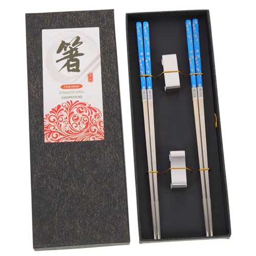 HEALEEP Edelstahl Essstäbchen Set mit Stäbchenhalter Kleine Langlebige Leichte Essstäbchen für Haushalt Restaurant Spülmaschinenfest Design Rostfrei von HEALEEP