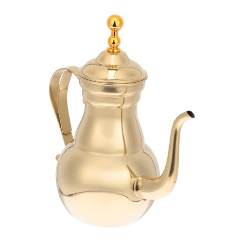 HEALEEP Edelstahl Kaffeekanne mit Filternetz Langem Ausguss und Griff Goldfarbene Arabische Kaffeemühle Mehrzweck Teekanne für Kaffee Teebereitung und Tragbar von HEALEEP