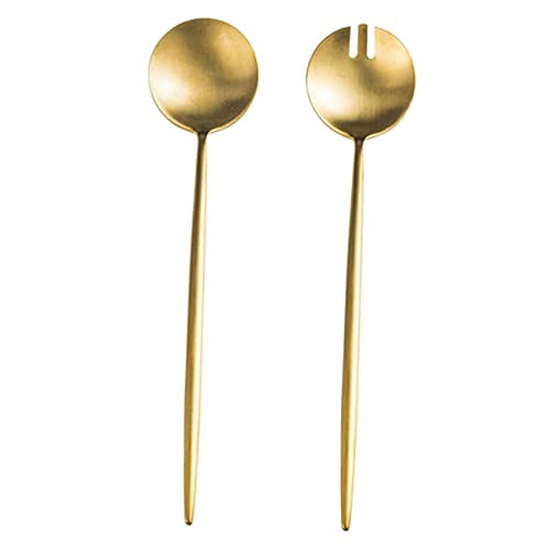 HEALEEP Edelstahl Salatbesteck Goldfarben Party Dessert Löffel Feine Salatgabel Wiederverwendbar Robust für Obst Kuchen und Snacks Leicht und Platzsparend für Feierlichkeiten von HEALEEP