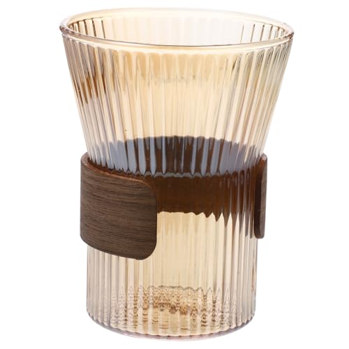 HEALEEP Glas zahnputzbecher mit Ergonomischem Holz Eleganter Trinkbecher für Badezimmer Wiederverwendbar Leicht zu Reinigen Praktische Mundspültasse für Täglichen Gebrauch von HEALEEP