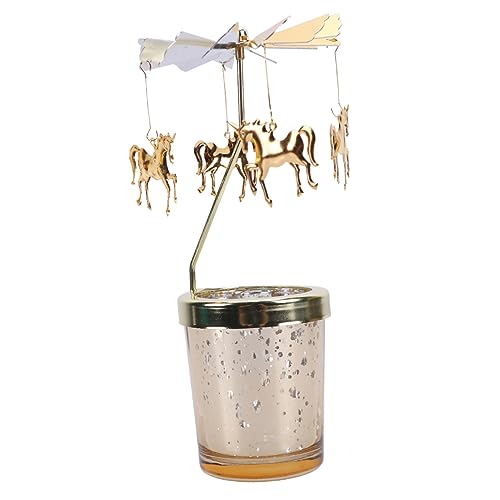 HEALEEP Goldener Rotierender Kerzenständer mit Einhorn Design Desktop Dekoration für Home Office Geburtstagsfeiern und Tischdeko Duftkerzen von HEALEEP
