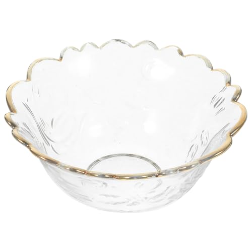 HEALEEP Große Glasschale mit Goldfarbenem Rand Stilvolle Servierschale für Salate Desserts und Obst Hochwertige Glas schüssel für Partys Langlebig und Leicht zu Reinigen von HEALEEP