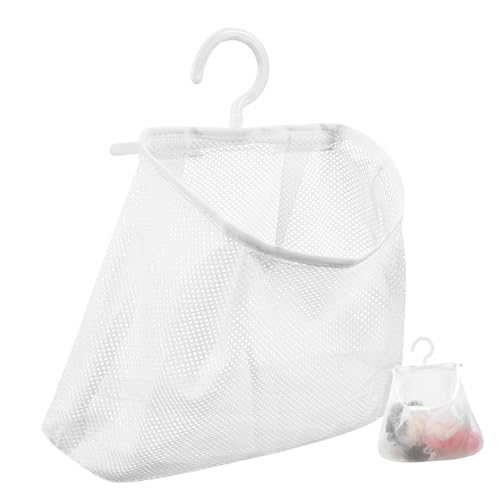 HEALEEP Hängende Aufbewahrungstasche aus Netzstoff für Wäscheklammern Multifunktionale Tragbare Lösung zur Aufbewahrung von Badspielzeug Obst und Gemüse Weiß Platzsparend Waschbar von HEALEEP