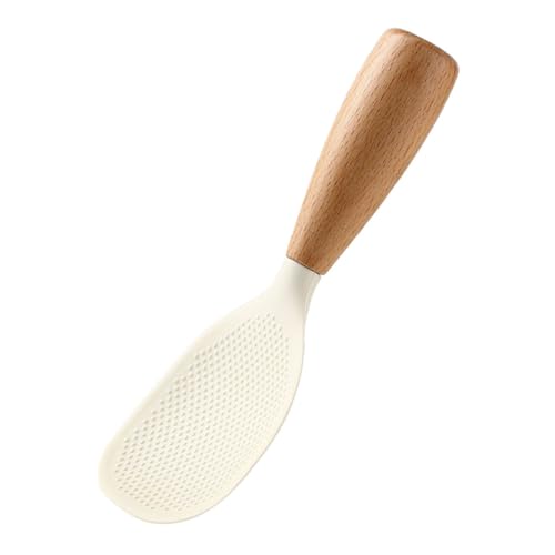 HEALEEP Hitzebeständiger Reislöffel aus Silikon mit Holzgriff Antihaftbeschichteter Stehender Reislöffel für Reiskocher Küchenwerkzeug zum Einfachen Servieren und Reinigen von HEALEEP