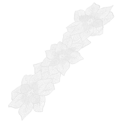 HEALEEP Hohlgearbeitetes Blüten tischläufer PVC rutschfest Hitzebeständig Dekorativ für Esszimmer Modern Geeignet für Familienfeiern Hotelbuffets Silberfarbenes Platzset von HEALEEP