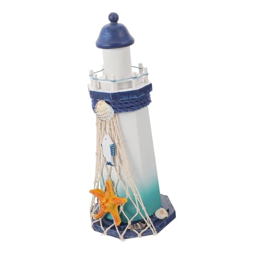 HEALEEP Holz Leuchtturm Dekoration Kreatives Desktop Ornament im Mediterranen Stil Einzigartiger Maritimer Blickfang für Wohn und Arbeitszimmer Robustes Design aus Holz für von HEALEEP