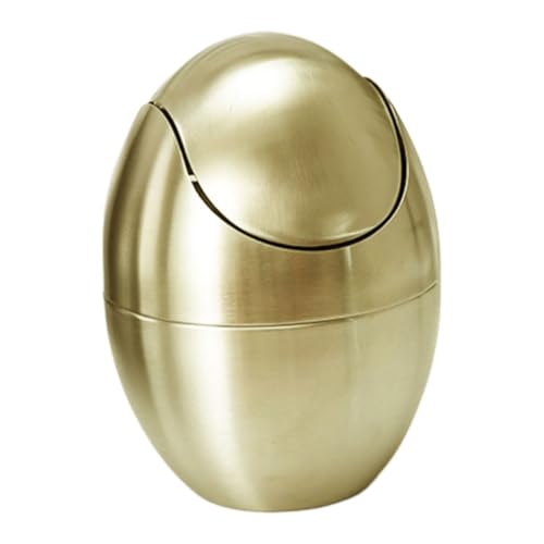 HEALEEP Kompakter Mini Mülleimer mit Deckel Eiförmiges Design Platzsparend für Schreibtisch Arbeitsplatte Badezimmer Stilvoller Kleiner Abfallbehälter Gold HEALEEP Kompakter Mini Mülleimer mit Deckel Eiförmiges Design Platzsparend für Schreibtisch Arbeitsplatte Badezimmer Stilvoller Kleiner Abfallbehälter Gold von HEALEEP