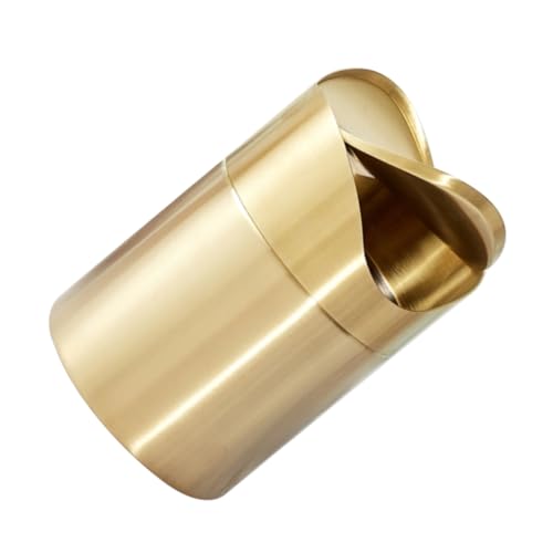 HEALEEP Mini Mülleimer Deckel Kleiner Platzsparender Abfallkorb für Schreibtisch Arbeitsplatte und Auto Dekorativer Thekenabfallkorb Goldene Farbe Vielseitig von HEALEEP