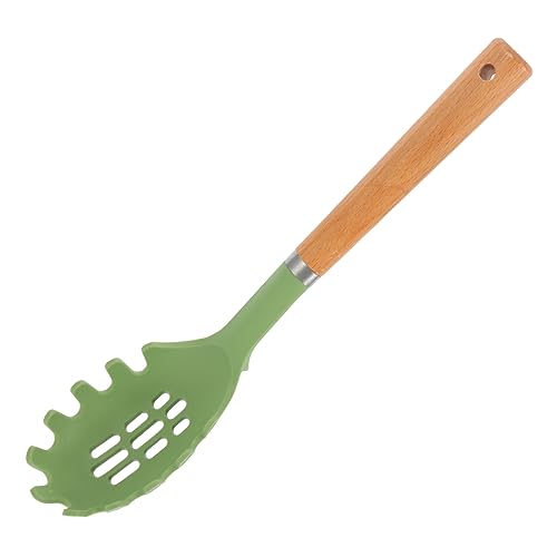 HEALEEP Pasta Löffel mit Holzgriff Silikon Spaghetti Server Kochbesteck für Küche Antihaftbeschichtet für Spaghetti und Nudeln Vielseitig Einsetzbar Zufällige Farben von HEALEEP