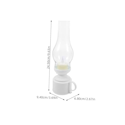 HEALEEP Retro Petroleumlampe Farbe Für Form Dekorative Lampe Desktop Dekoration Mit Kleinen Lampen Flackernde LED Party Flammenlose Petroleumlampe Vintage Öllampe Außendekor Weiß Pp von HEALEEP