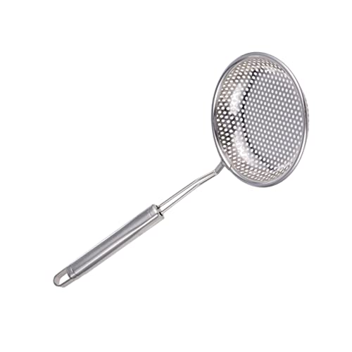 HEALEEP Sieblöffel mit Feinperforiertem Sieb Hitzebeständigem Griff Ergonomisch zum Servieren und Abtropfen von Speisen für Hot Pot Küche Restaurant Silberfarben von HEALEEP