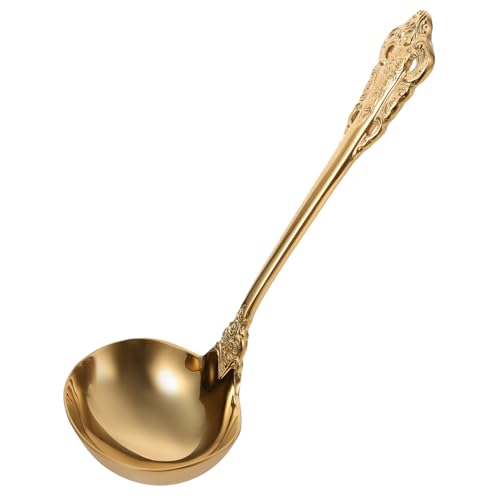 HEALEEP Edelstahl Suppenkelle Gold Ergonomischer Schöpflöffel Für Küche Restaurant Hochzeit Hitzebeständig Leicht Zu Reinigen Langlebig Multifunktional Für Servieren Und Kochen von HEALEEP