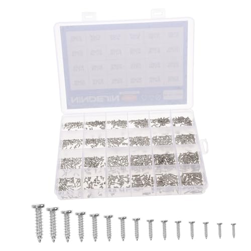 HEALEEP Teiliges Selbstschneidende Schrauben Kohlenstoffstahl Kreuzschlitz Rundkopf Geeignet für Holz Metall Kunststoff Praktisches Sortiment für Bau Reparaturarbeiten von HEALEEP