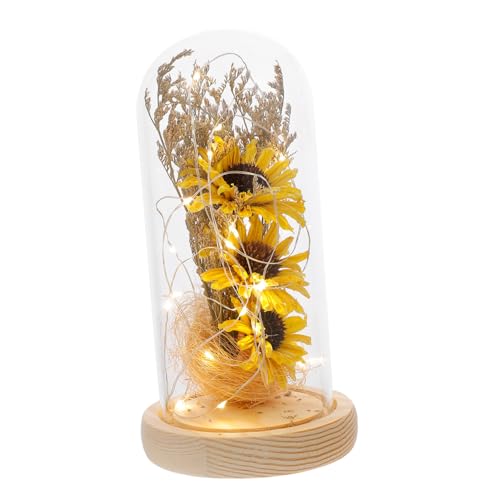 HEALEEP Trockenblumen Deko Im Glas Mit Sonnenblume Natürliche Getrocknete Blumen Für Zuhause Und Geschäft Als Dekoration von HEALEEP