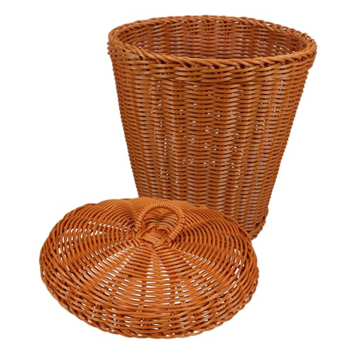 HEALEEP Woven Trash Can mit Deckel Eleganter Geflochtener Abfallkorb für Wohnzimmer zur Aufbewahrung von Obst Kleinigkeiten und Rustikales Design für Verschiedene Wohnstile von HEALEEP